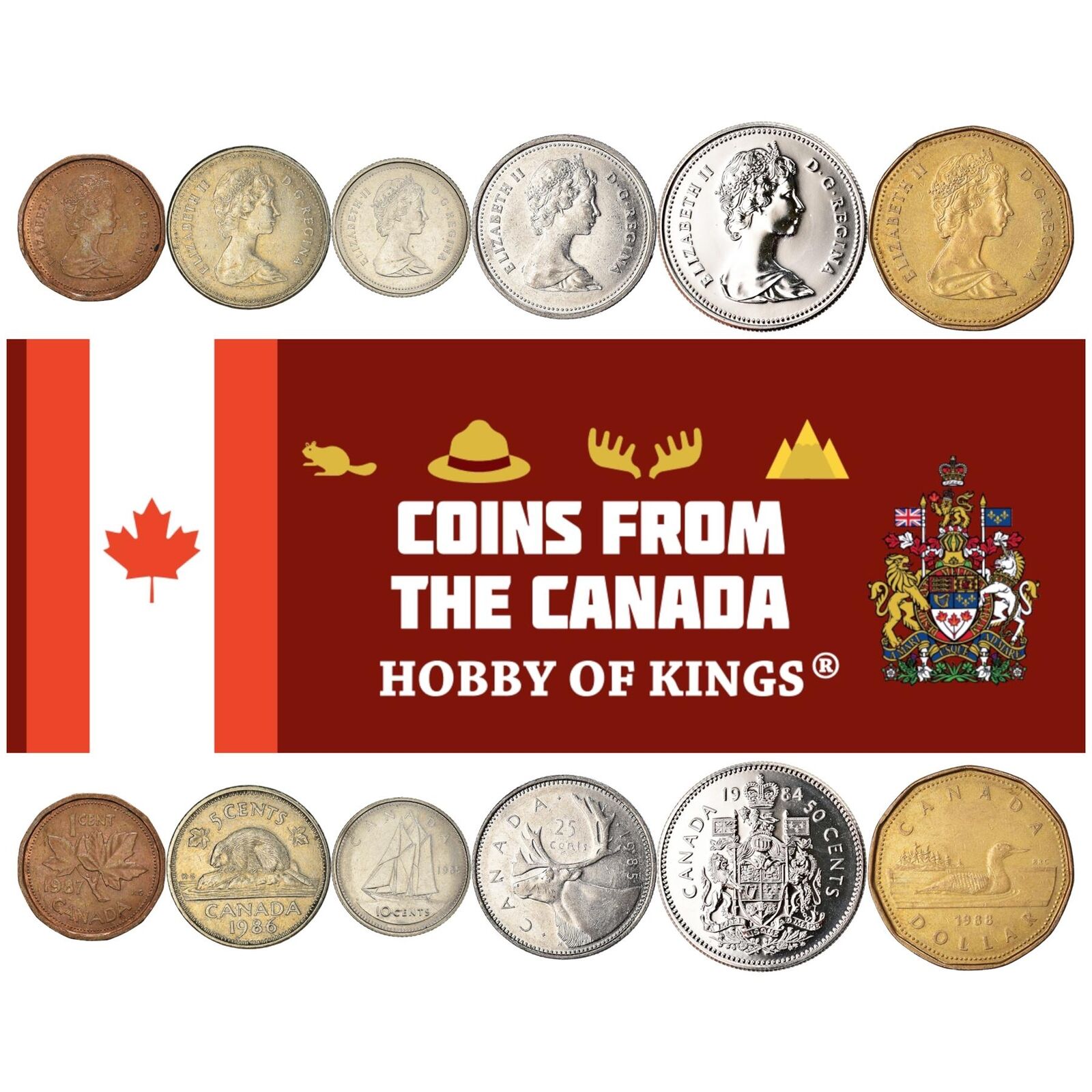 Canadian 6 Coin Set 1 5 10 25 50 Cents 1 Dollar | Elizabeth Ii | 1978 - 1989